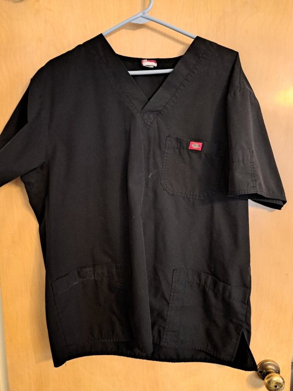 Unisex Mens Womens Dickies Solid Black Scrub Top Large